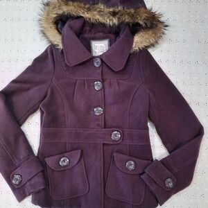 Dollhouse‎ Merlot Jacket Faux Fur Trim Size Small Women's